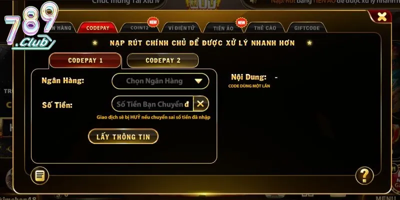 Giao dịch nạp rút tại cổng game hấp dẫn