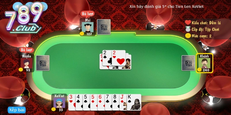 Tiến lên miền Nam, game bài ăn khác số 1 tại 789CLUB